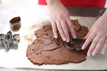 Cutting out cinnamon ornaments