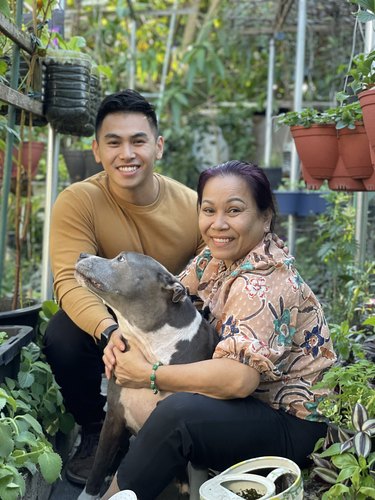 Judy Bao and her son, Thong La, and dog, Diamond