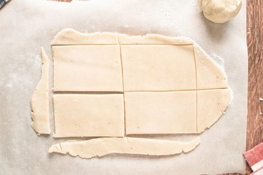 Cutting cookie dough into rectangles