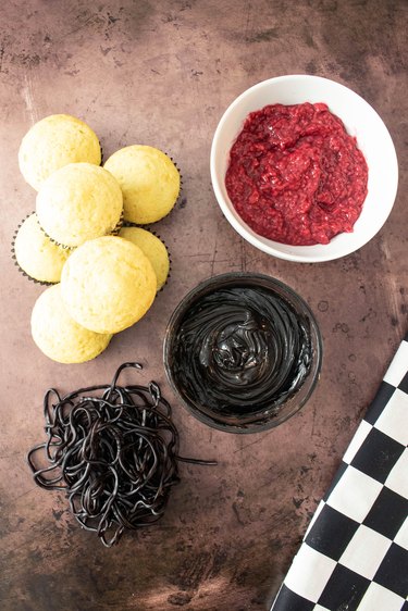 Ingredients for Wednesday-inspired cupcakes