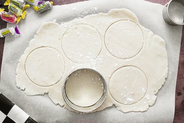 Cut out circles of sugar cookie dough