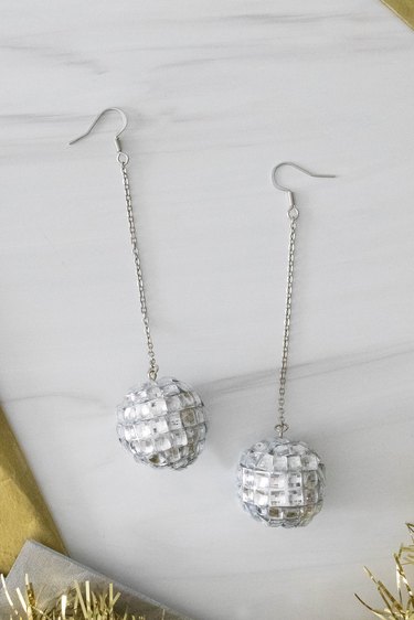Mini disco ball earrings for New Year's Eve
