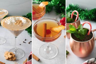 Christmas cocktails on a gray background