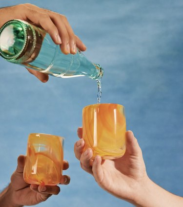 orange tie-dye drinking glasses