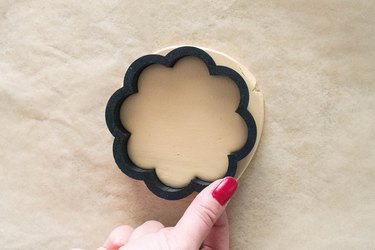 Cut out clay with scalloped biscuit cookie cutter