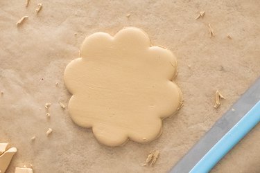 Cut out clay with scalloped biscuit cookie cutter