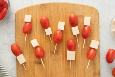 Tomato and mozzarella skewers