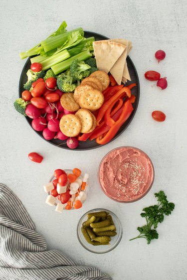 Ingredients for beet hummus platter