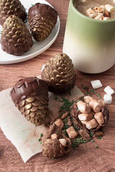 Pine cone hot chocolate bombs