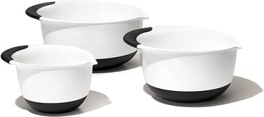OXO mixing bowls on a white ground