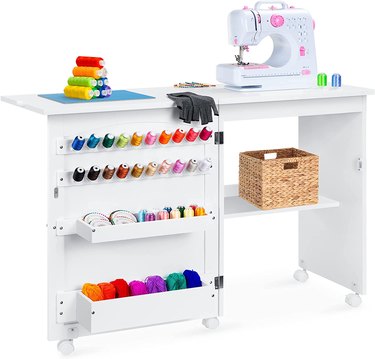 SewingRite SewStation 101 Portable Folding Sewing Table with Steel Legs -  Perfect for Craft and Sewing Room