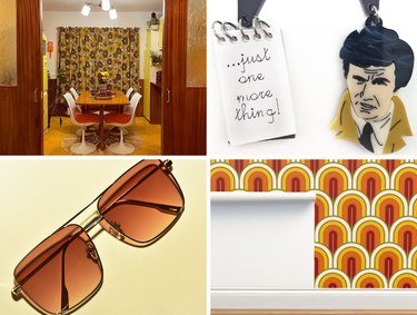 Collage of 1970s detective aesthetic items