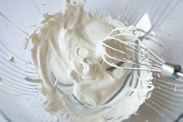 Whisk with medium stiff egg white peaks