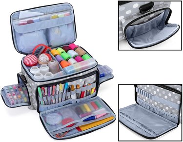 Luxja Sewing Organizer full of supplies