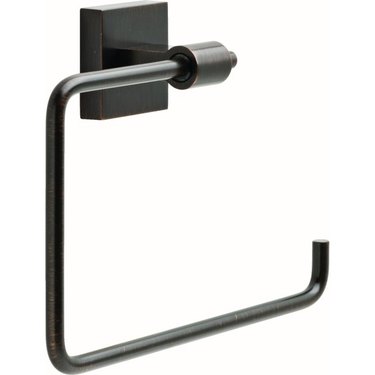 Modern wall-mounted toilet paper holder in dark bronze finish.