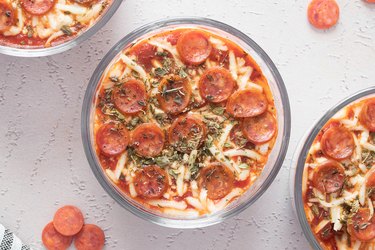 Bake pepperoni pizza bowls for 10 minutes