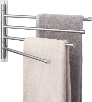 Wall Mounted Towel Holder Rack Shelf Swivel Rail Laundry Bathroom Drying  Rack US