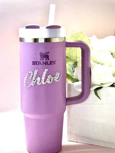 Stanley tumbler with decal and bling