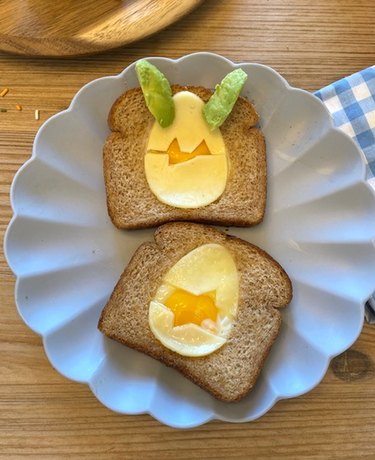 Easter Egg in a Hole with avocado ears