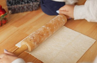 Rolling out thawed puff pastry