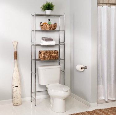 ALLZONE Bathroom Organizer, Over The Toilet Storage, 4-Tier Adjustable Wood  Shelves for Small Rooms, Saver Space Rack, 92 to 116 Inch Tall, Narrow