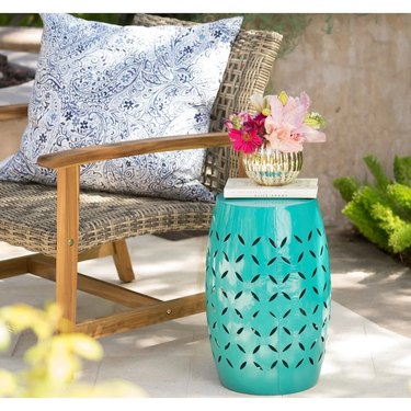 Lilac Outdoor 12-Inch Round End Table by Christopher Knight Home – Teal