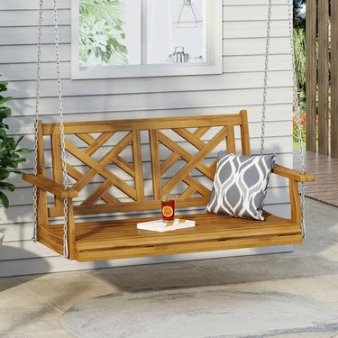 Alejandro Outdoor Acacia Wood Hanging Porch Swing by Christopher Knight Home