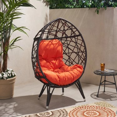 Palazzo Outdoor Wicker Teardrop Chair With Cushion by Christopher Knight Home