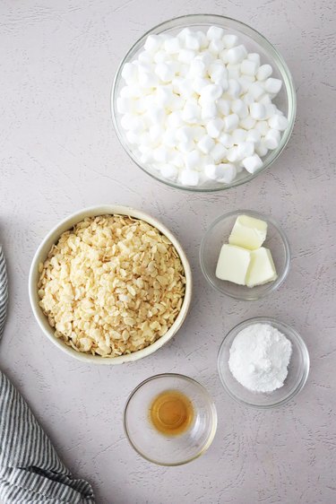 Ingredients for a marshmallow treat cereal