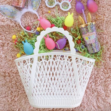 White basket, Easter goodies