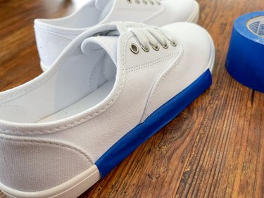 protect sole of canvas shoe with painter's tape
