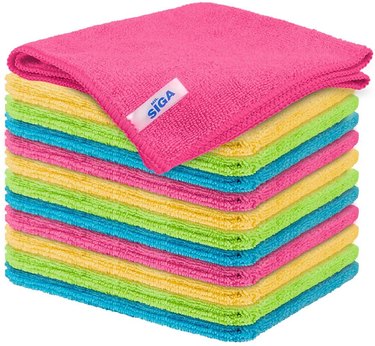 Lorpect 4 Colors 12X12inch Microfiber Cleaning Cloth Dust Rag Dust Cloths Cleaning Towels Multi-Functional Washable Reusable Multifunctional Rags 