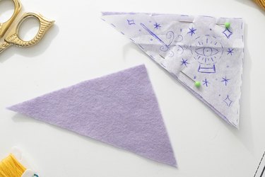 Felt triangles for magical embroidered corner bookmark
