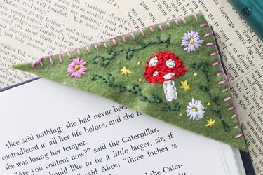 Mushroom embroidered corner bookmark