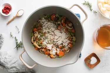 Vegetables with flour in a pot