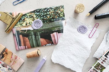 Upcycled envelopes, handmade paper and DIY wax seals