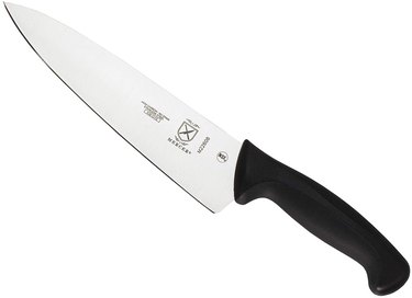 Mercer chef's knife, profile view, on a white ground