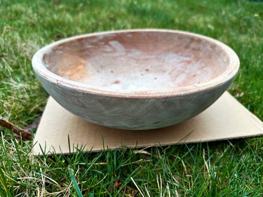 dry bleached wooden bowl
