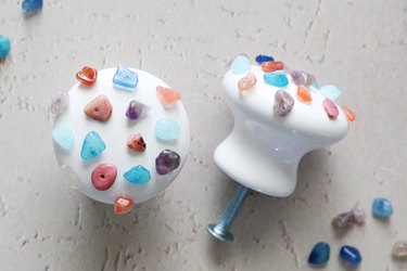 DIY terrazzo-inspired embellished cabinet knobs