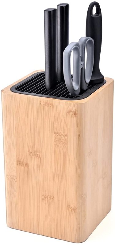 Deluxe Universal Knife Block with Slots Bamboo Knife Holder