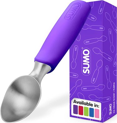 Comfy Grip Purple Metal Ice Cream Scoop - 7 3/4 x 2 x 1 3/4 