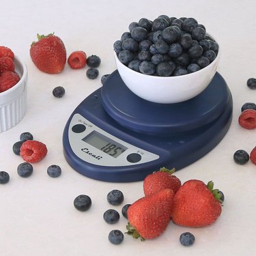 Escali Primo Precision Kitchen Scale Measuring Bowl of Blueberries
