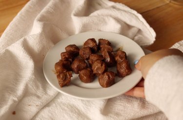 Brown sugar filling shaped into small balls.