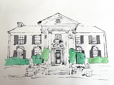 Finished blotted line print of Graceland