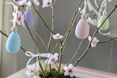 Easter centerpiece with dry branches