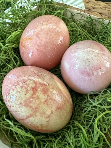 Hard-boiled eggs dyed with beets
