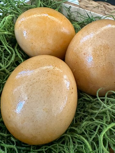 Hard-boiled eggs dyed with chili powder