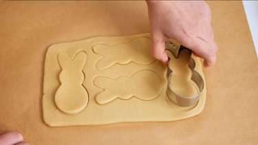 Cookie dough with bunny cookie cutter