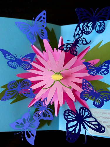 Popup card made from paper cutting machine