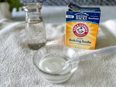 Mix 2 parts baking soda and 1 part water to make a paste